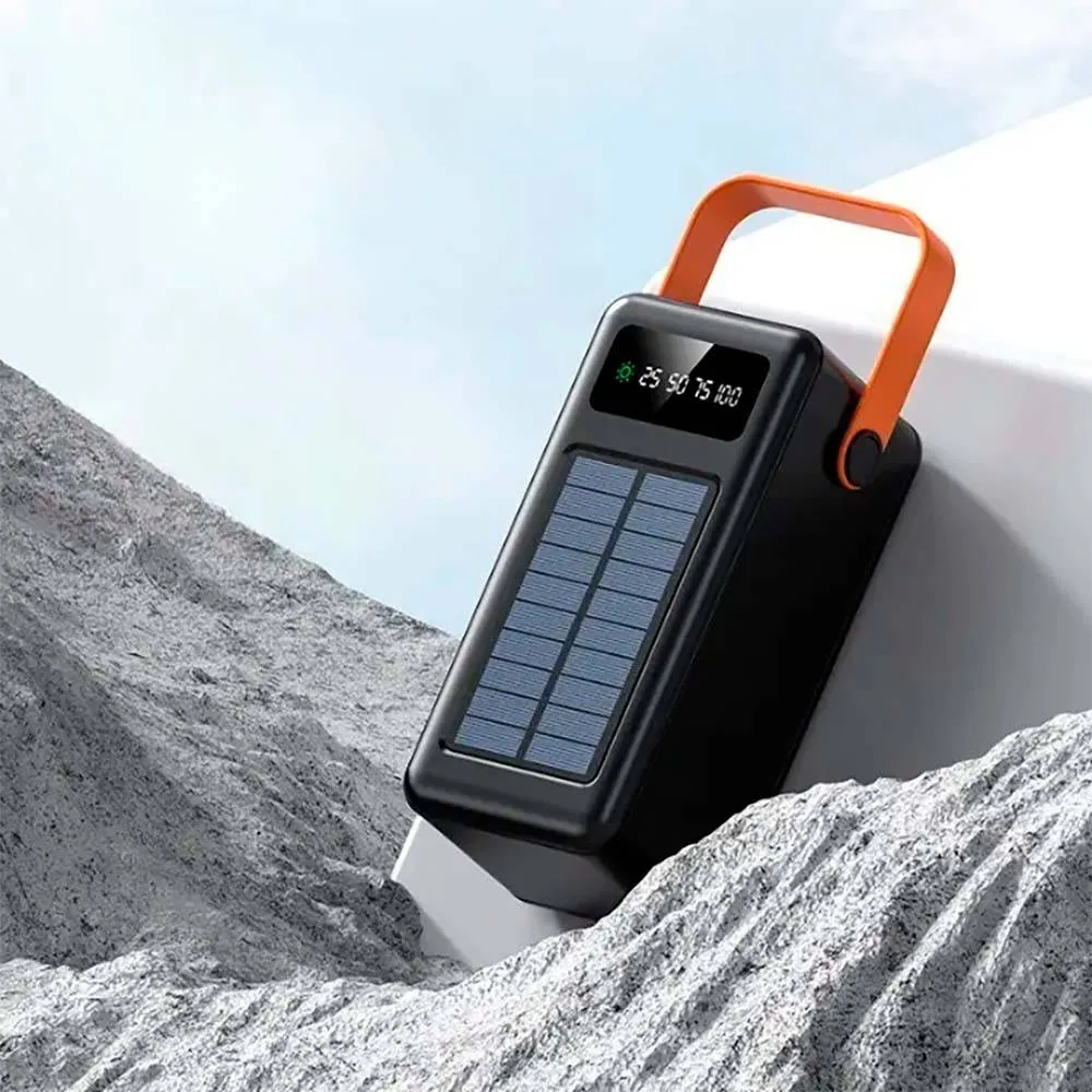 Power bank 100000мАг на сонячній батареї з перехідниками, YM-638CX, чорний