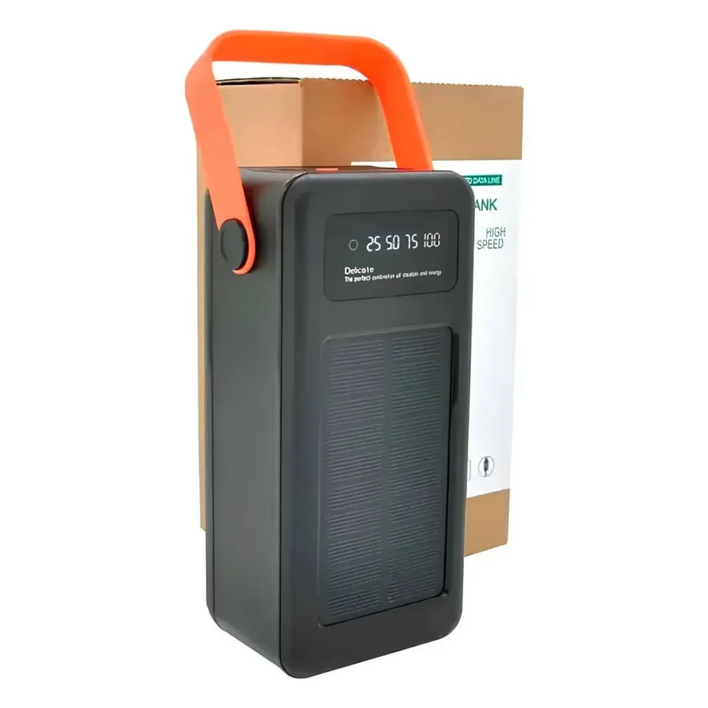 Power bank 100000мАг на сонячній батареї з перехідниками, YM-638CX, чорний