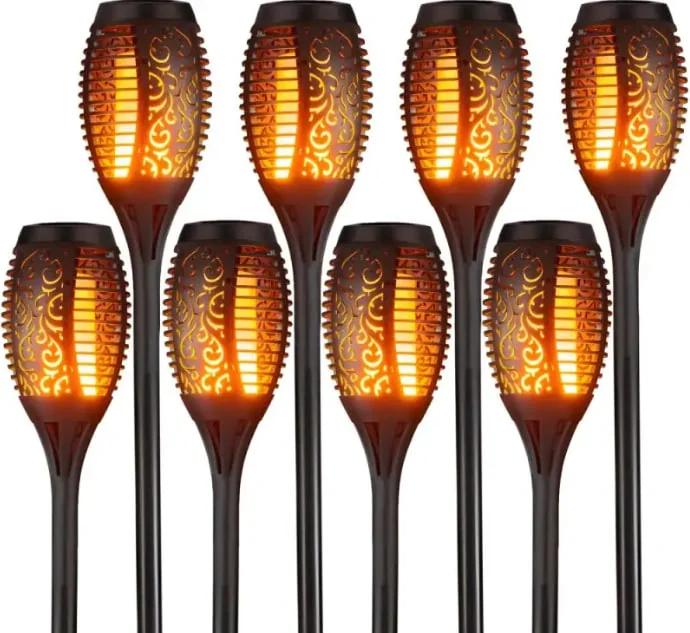 Садовий світильник Solar flame 52 см, 96 LED (ефект живого полум’я на сонячній батареї), 1 комплект – 8 шт