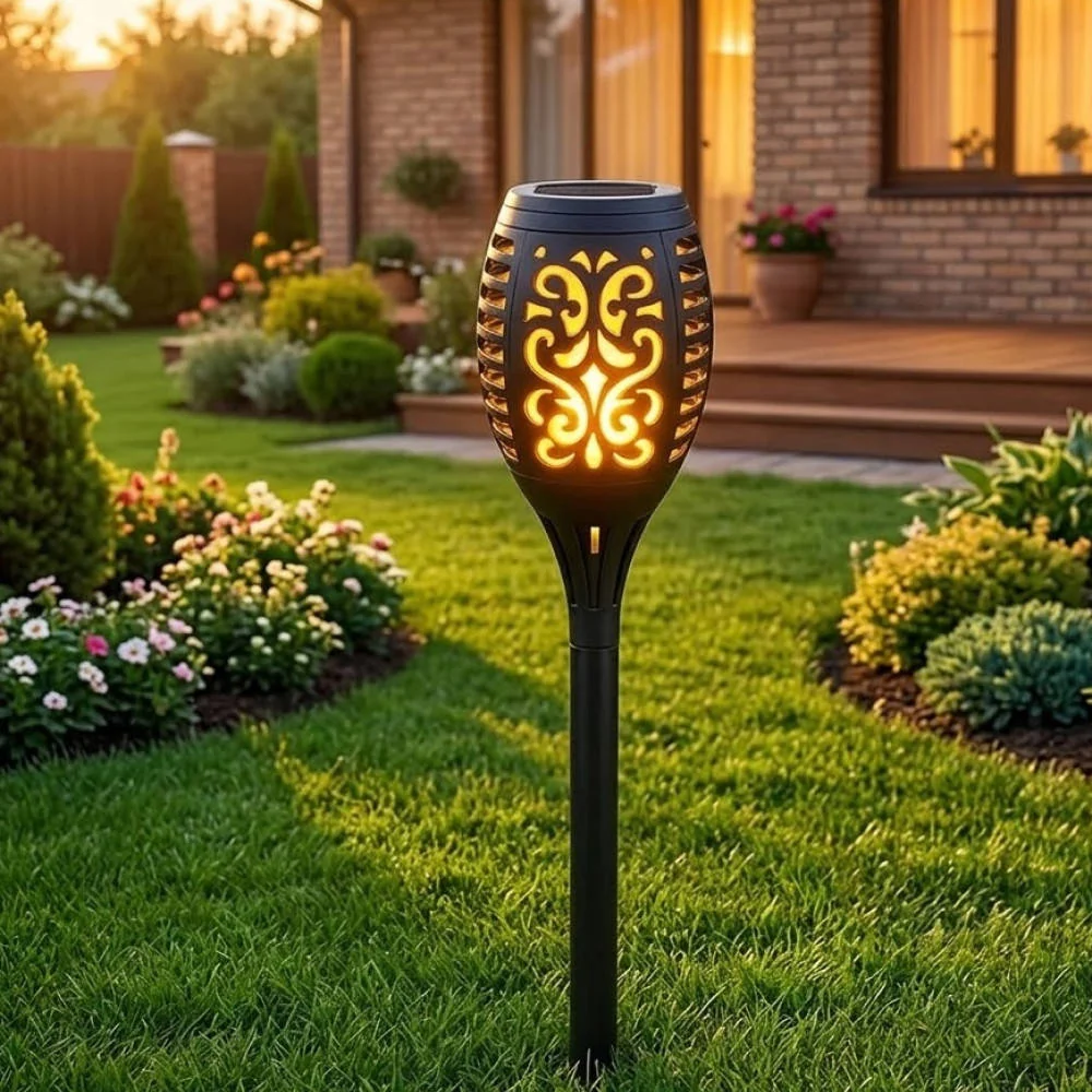 Садовий світильник Solar flame 52 см, 96 LED (ефект живого полум’я на сонячній батареї), 1 комплект – 8 шт