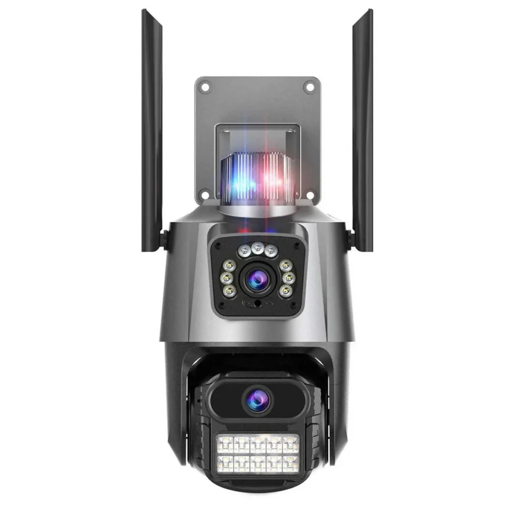 Вулична WiFi камера Dual Lens з картою пам’яті на 64 ГБ, 2 об’єктиви, поворотна, IP66, нічна зйомка